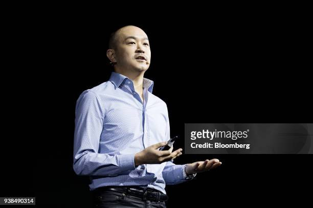 Joh Su-yong, co-chief executive officer of Kakao Corp., speaks during a news conference in Seoul, South Korea, on Tuesday, March 27, 2018. Kakao is...