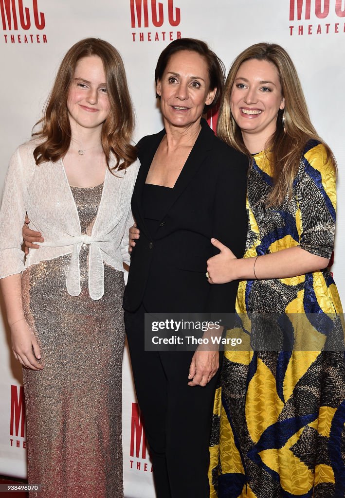 Mae Akins Roth, Laurie Metcalf and Zoe Perry attend Miscast 2018