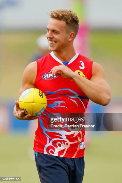Mitch Wallis walks laps during a Western Bulldogs AFL training session at Whitten Oval on March 27, 2018 in Melbourne, Australia.