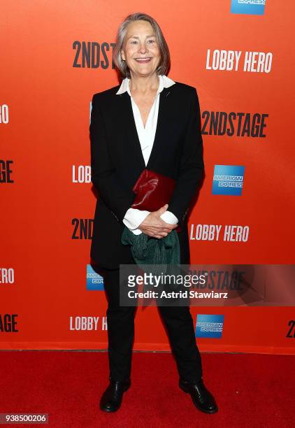 Actress Cherry Jones attends "Lobby Hero" Broadway opening night at Hayes Theater on March 26, 2018 in New York City.