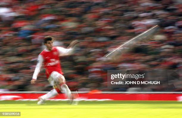 Arsenal's Cesc Fabregas clears the ball during their Fifth Round FA Cup game against Blackburn Rovers at the Emirates Stadium, London, 17 February...