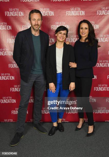 Chris O'Dowd, Stacey Wilson Hunt and Andie MacDowell attend the SAG-AFTRA Foundation Conversations Screening of "Love After Love" at SAG-AFTRA...