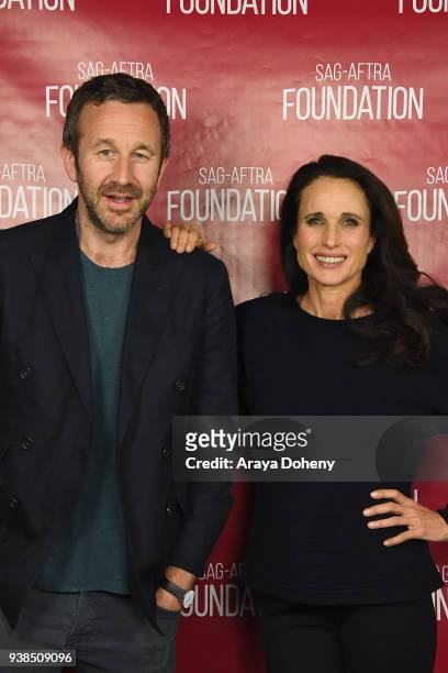 Chris O'Dowd and Andie MacDowell attend the SAG-AFTRA Foundation Conversations Screening of "Love After Love" at SAG-AFTRA Foundation Screening Room...