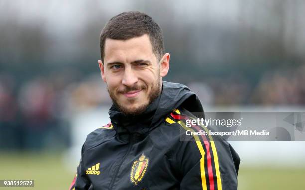 Tubize , Belgium. Eden HAZARD pictured during a training session of the Belgian national soccer team Red Devils, at the Belgian national football...