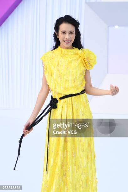 Singer Karen Mok attends Chinese Top Ten Music Awards at Mercedes-Benz Arena on March 26, 2018 in Shanghai, China.