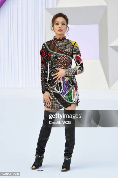 Singer Joey Yung attends Chinese Top Ten Music Awards at Mercedes-Benz Arena on March 26, 2018 in Shanghai, China.