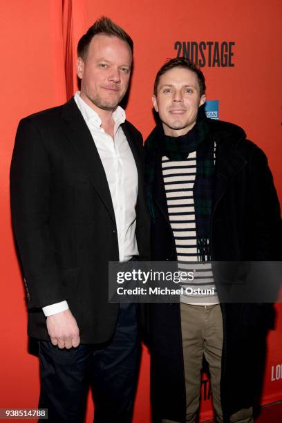 Jason Moore and Jake Shears attend "Lobby Hero" Broadway opening night at Hayes Theater on March 26, 2018 in New York City.