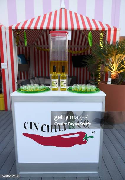 View of the Cin Chili & Co. Booth at the welcome kickoff party during day one of the 33rd annual Nightclub & Bar Convention and Trade Showon March...