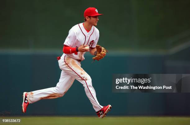 Washington shortstop Trea Turner as the Washington Nationals play the Miami Marlins in the 2017 season opener at Nationals Park in Washington, DC...