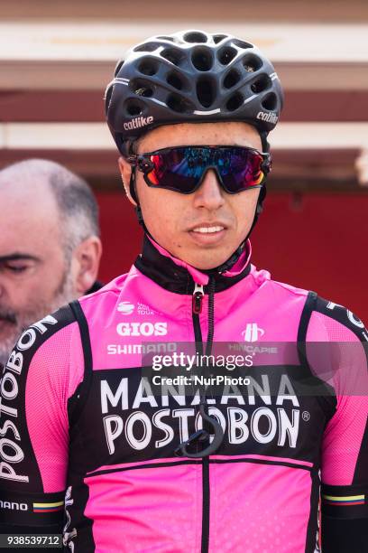 Hernan R. Of MANZANA POSTOBON TEAM portrait during the presentation of the 98th Volta Ciclista a Catalunya 2018.