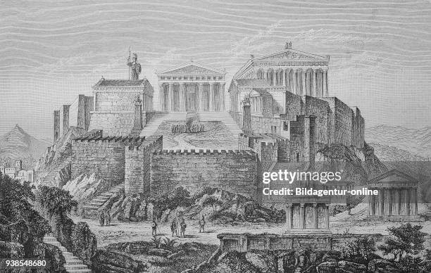 The Acropolis in Athens, Greece, at times of Pericles, ca 430 BC, Die Akropolis in Athen, Griechenland, zu Zeiten des Perikles, ca 430 BC, digital...