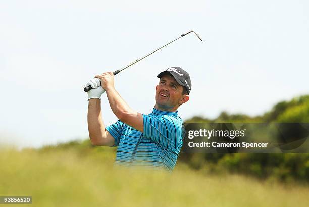 Greg Chalmers of Australia plays an approach shot during the second round of the 2009 Australian Open at New South Wales Golf Club on December 4,...