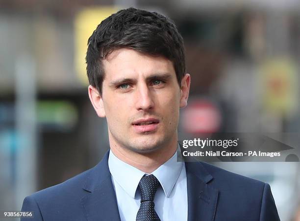 Blane McIlroy arrives at Belfast Crown Court where he is on trial accused of one count of exposure, in connection with an incident in which two...