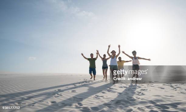 grupo de amigos brasileiros se divertindo no deserto - estado do maranhão - fotografias e filmes do acervo