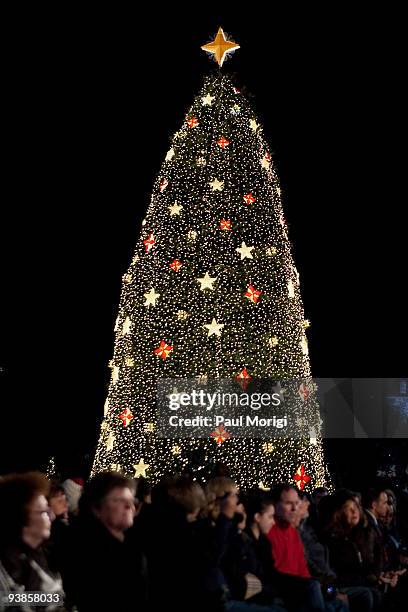 The National Christmas Tree is lit during the 2009 National Christmas Tree Lighting Ceremony and the opening ceremonies for the 2009 National...