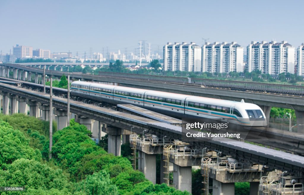 Shanghai Magnetic Levitation Train Departure For Pudong Airportthis ...
