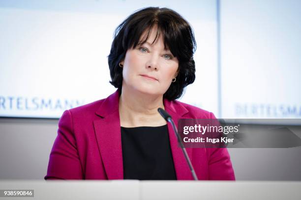 Berlin, Germany Anke Schaeferkordt captured in the course of the company's annual Bertelsmann results conference, on March 27, 2018 in Berlin,...