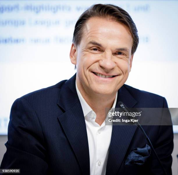 Berlin, Germany Markus Dohle captured in the course of the annual Bertelsmann results conference, on March 27, 2018 in Berlin, Germany.