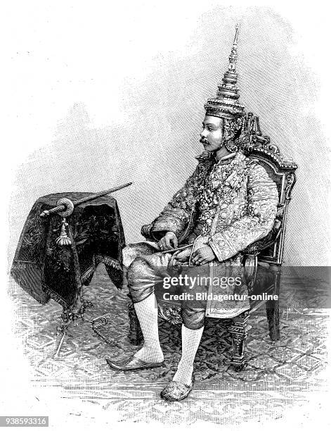 Mongkut or Rama IV, King of Siam in the Ornat, 18 October 1804 in Bangkok, Thailand - October 18 was king from today 1851 to 1868 in Thailand, he...