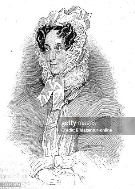 Karoline Pichler or Caroline Pichler, 1769-1843, an Austrian novelist, woodcut from the year 1880.