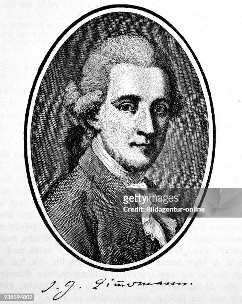 Johann Georg Ritter von Zimmermann, 1728-1795, a Swiss philosophical writer, naturalist and physician, woodcut from the year 1882, digital improved.
