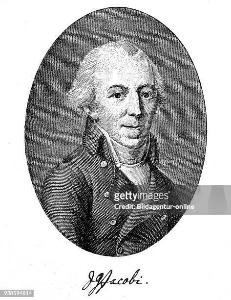 Johann Georg Jacobi, 1740-1814, a German poet and publicist, woodcut from the year 1882, digital improved.
