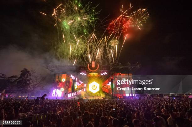 General view of the main stage during Ultra Music Festival 2018 at Bayfront Park on March 24, 2018 in Miami, Florida.