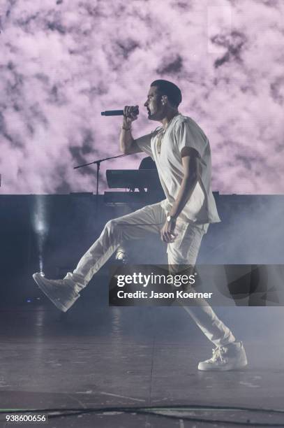 Eazy performs on stage during Ultra Music Festival 2018 at Bayfront Park on March 24, 2018 in Miami, Florida.