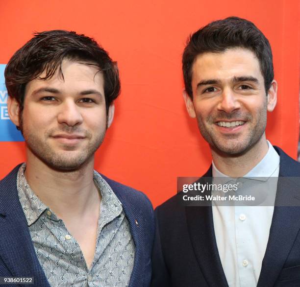 Etai Benson and Adam Kantor attending the Broadway Opening Night Performance of "Lobby Hero" at The Hayes Theatre on March 26, 2018 in New York City.