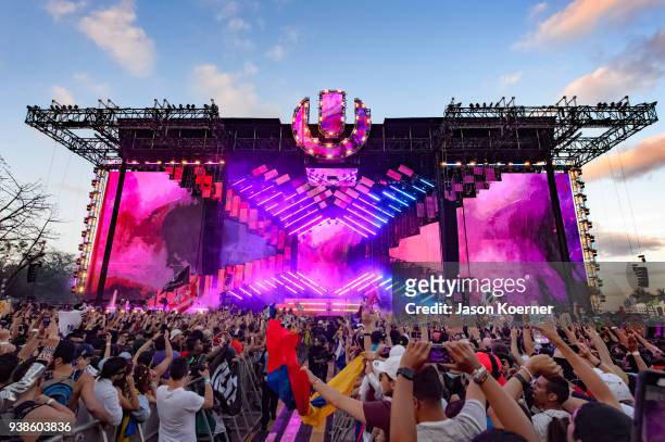 Tiesto performs during Ultra Music Festival 2018 at Bayfront Park on March 24, 2018 in Miami, Florida.