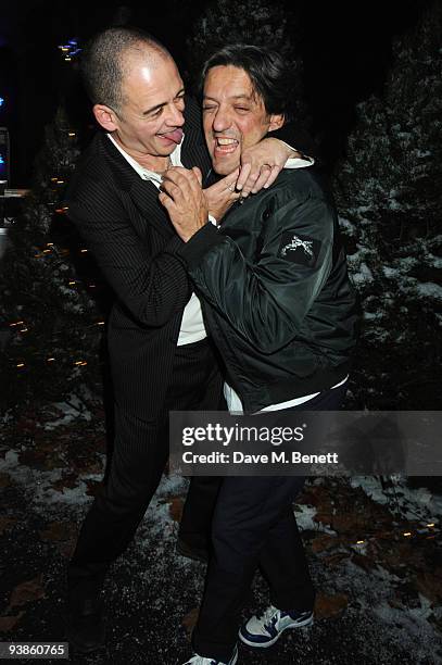 Dinos Chapman and Giorgio Locatelli and guest attends The Berkeley Square Christmas Ball held at Berkeley Square on December 3, 2009 in London,...