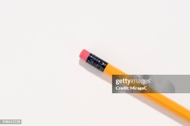 eraser on pencil ready to erase - pink eraser stock pictures, royalty-free photos & images