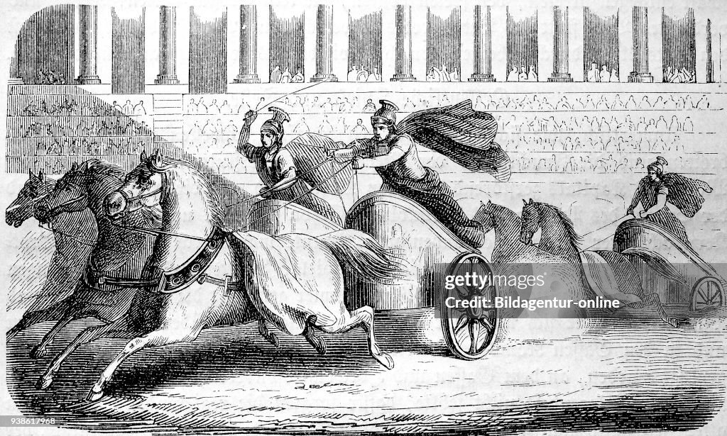 Chariot Riding Chariot races, Chariot racing, in the circus of ancient Rome, 100BC ...