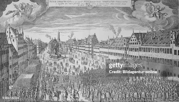 Gustav II Adolf, Gustavus Adolphus or Gustavus Adolphus the Great at his visit at Augsburg, Germany. Die Stadt Augsburg huldigt Gustav Adolf von...