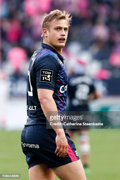 Jules Plisson of Stade Francais Paris looks on during the Top 14 match between Stade Francais Paris and Stade Toulousain at Stade Jean Bouin on March...