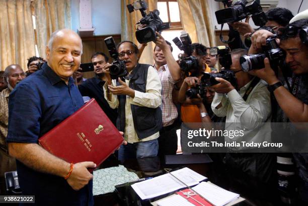 Deputy Chief Minister Manish Sisodia present the Delhi government budget for 2018-19 in Delhi Assembly in New Delhi.