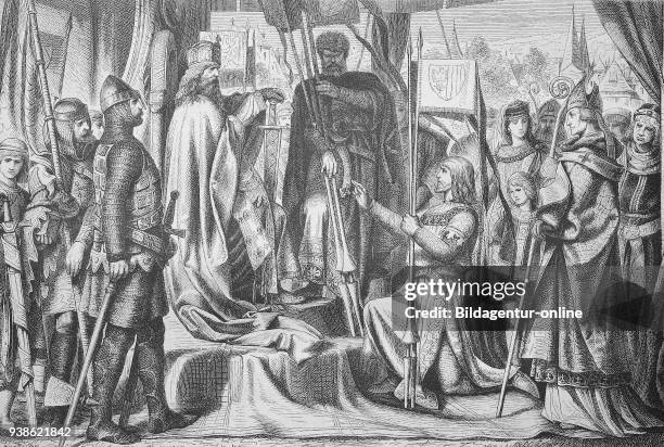 Heinrich II wird als erster Herzog von ?sterreich belehnt, Henry II was the first duke of Austria to be enthroned, Henry II, Heinrich, 1112 - 1177,...