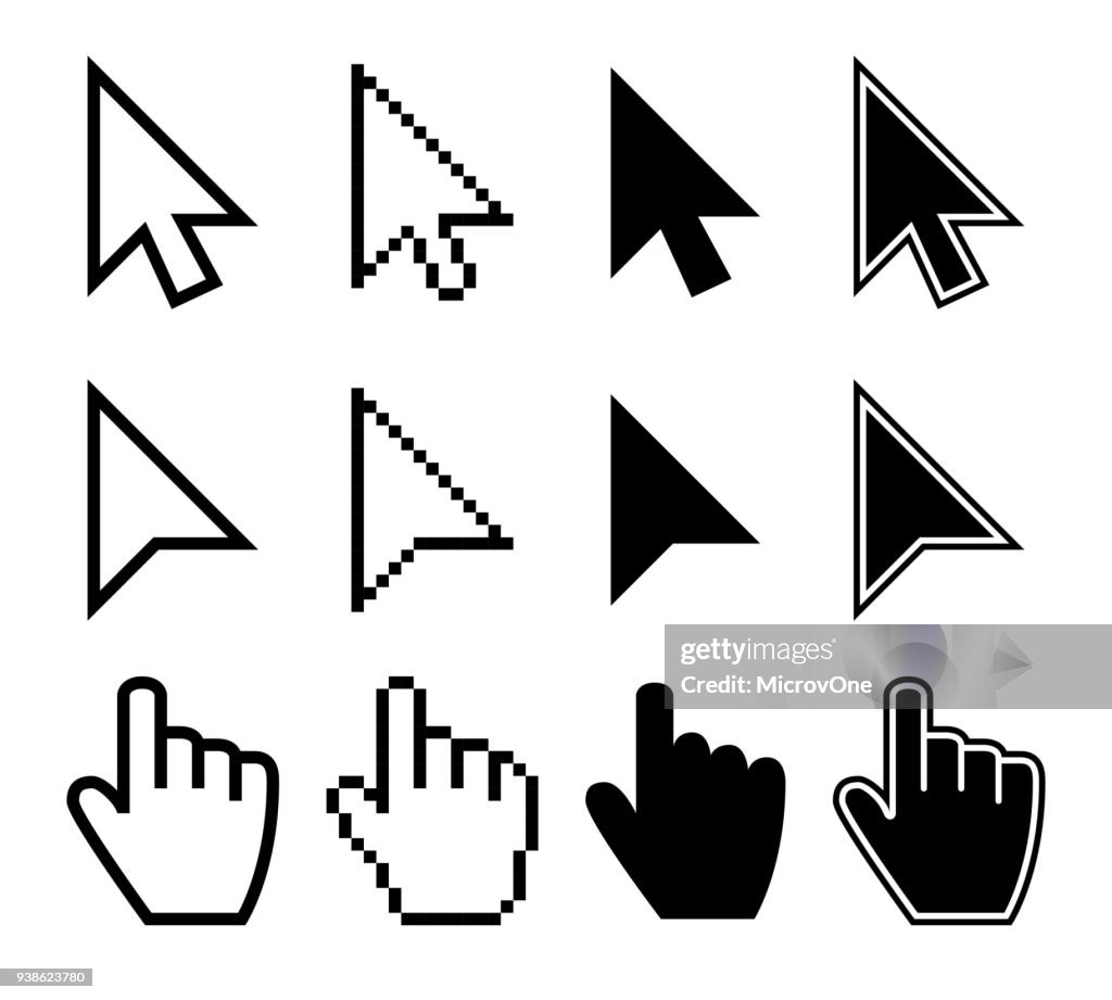 Computer Pointers Clickers Clicking Mouse Cursors Computer Finger Pointers Vector Set High-Res ...
