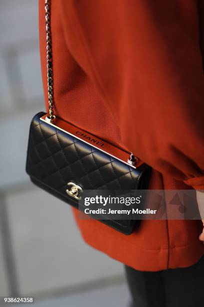 Maike Schmitz, bag detail, from Shoppisticated details of the Chanel bag on January 08, 2018 in Hamburg