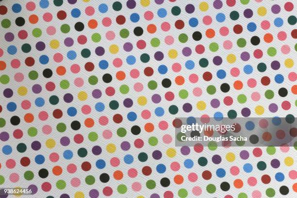 colorful polka dot pattern on white background - curtain valance stock pictures, royalty-free photos & images