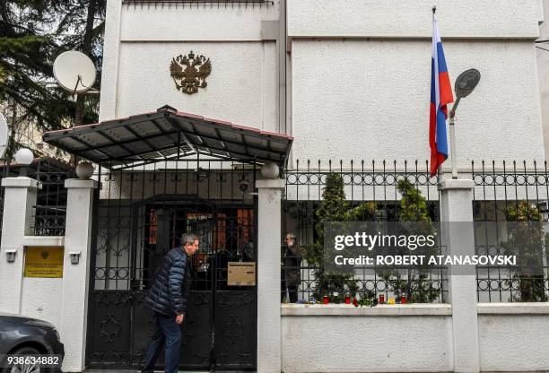 The building of the Russian embassy in Skopje is pictured on March 27, 2018. - The United States and Britain's allies around the world have expelled...