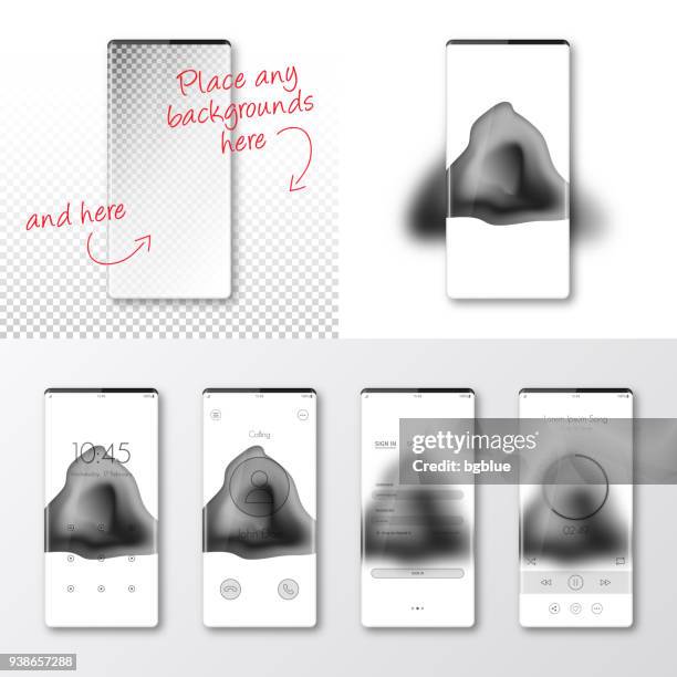 modern smartphones templates - mobile phone isolated on blank background - lcd screen texture stock illustrations
