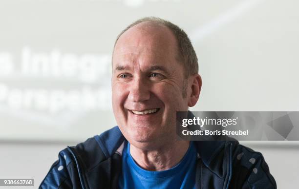 Gerd Thomas attends a workshop during the DFB Integration Congress , a conference under the slogan ' Angekommen im Verein - Ehrenamt und Teilhabe im...