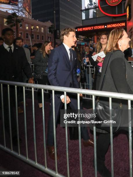 Tye Sheridan is seen on March 26, 2018 in Los Angeles, California.