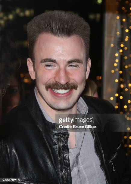 Chris Evans poses at the opening night after party for the play "Lobby Hero" on Broadway at Bryant Park Grill on March 26, 2018 in New York City.