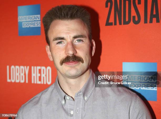 Chris Evans poses at the opening night after party for the play "Lobby Hero" on Broadway at Bryant Park Grill on March 26, 2018 in New York City.