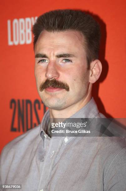 Chris Evans poses at the opening night after party for the play "Lobby Hero" on Broadway at Bryant Park Grill on March 26, 2018 in New York City.