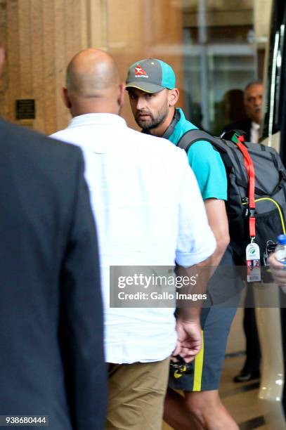 Nathan Lyon of Australia during the Australian Cricket team arrival at Sandton Towers hotel on March 27, 2018 in Johannesburg, South Africa.