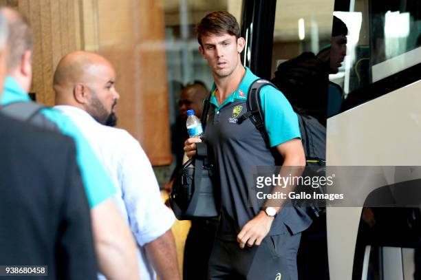 Mitchell Marsh of Australia during the Australian Cricket team arrival at Sandton Towers hotel on March 27, 2018 in Johannesburg, South Africa.
