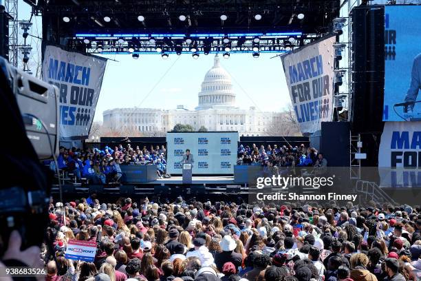 Students address the March for Our Lives Rally on March 24, 2018 in Washington, DC.